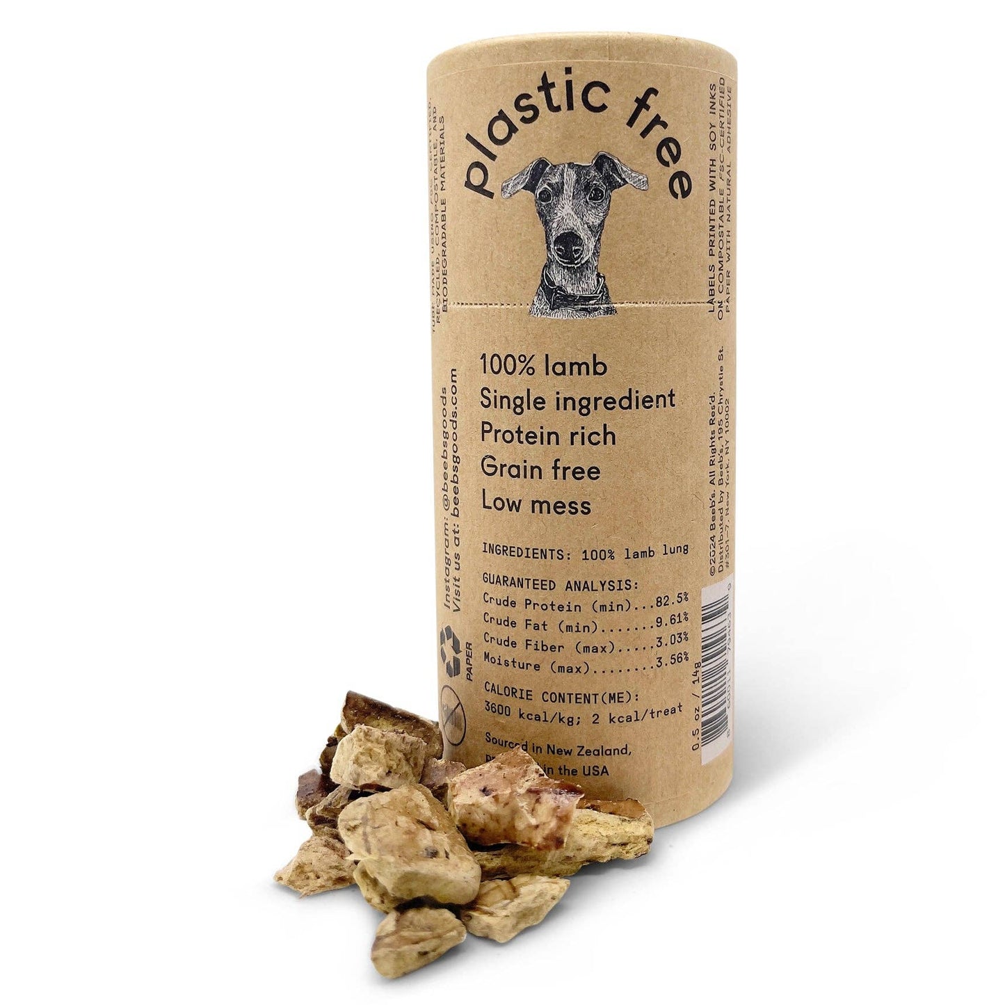 [Dog Treats] Lamb Lung Pocket Tube - 0.5 oz