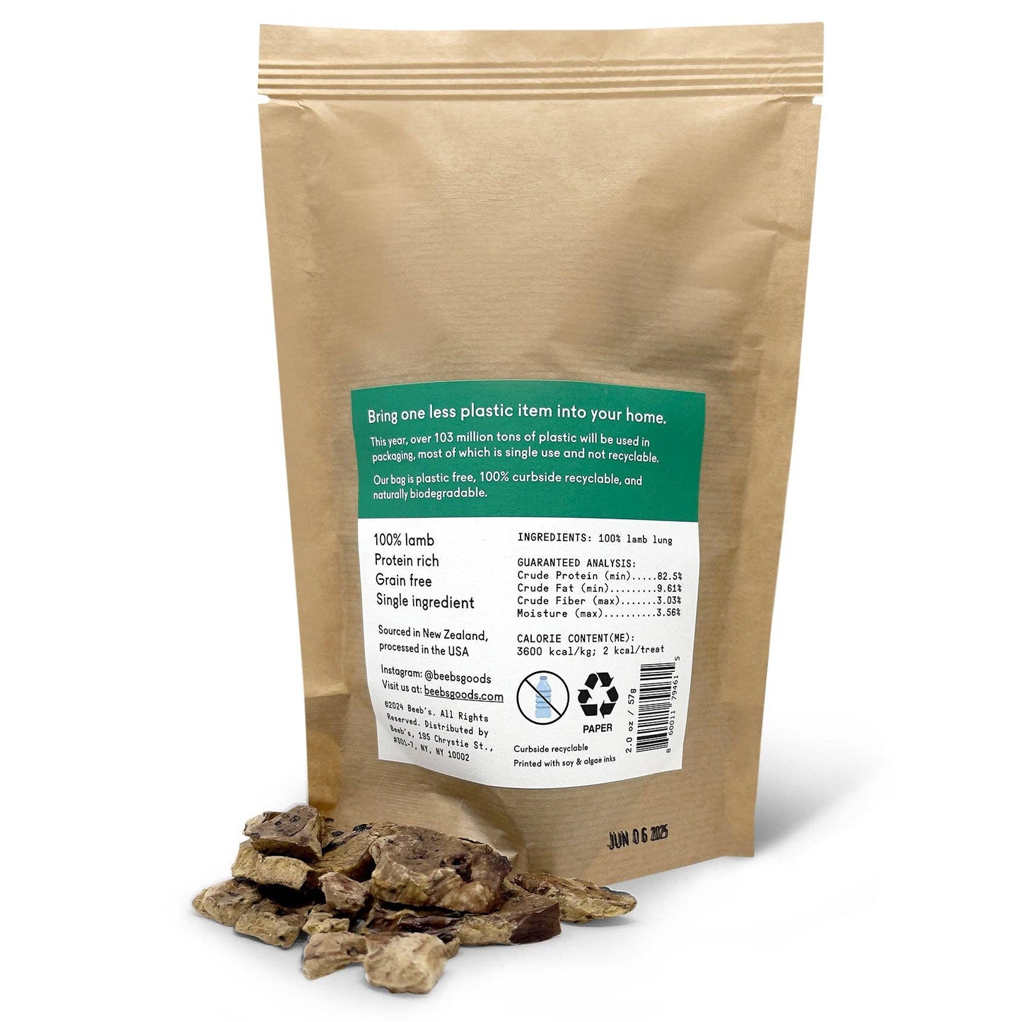 [Dog Treats] Lamb Lung Refill Bag 2.0 oz