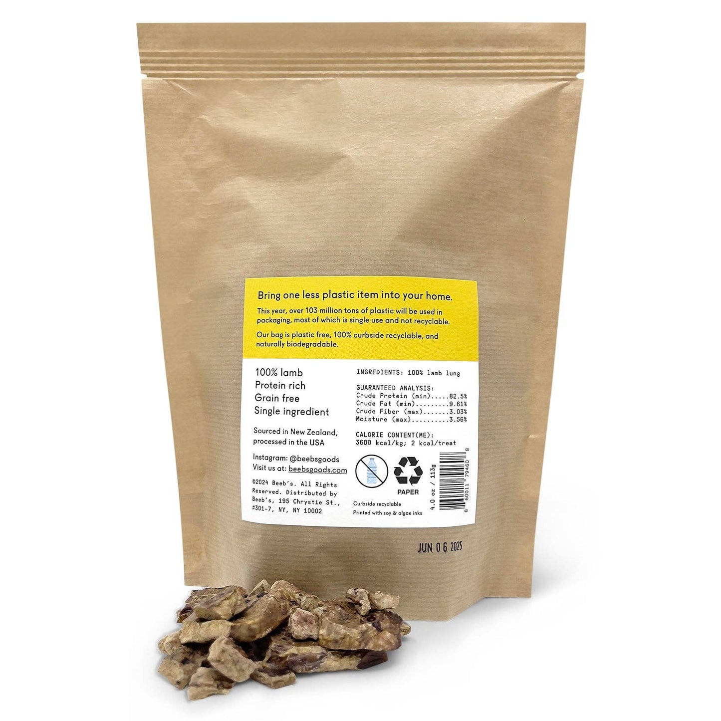 [Dog Treats] Lamb Lung Refill Bag 2.0 oz